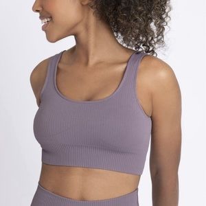Lilias Ribbed Knit Sports Bra Lavendar Size S